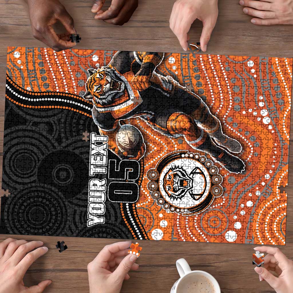 Custom Tigers Puzzle Warrior Mascot With Aboriginal Indigenous