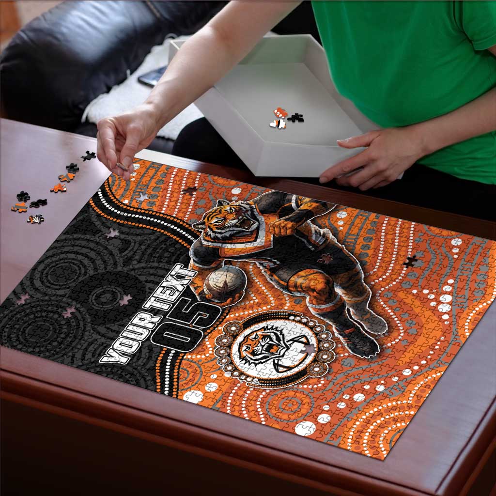 Custom Tigers Puzzle Warrior Mascot With Aboriginal Indigenous
