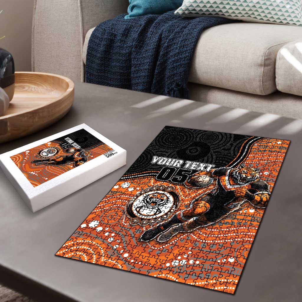 Custom Tigers Puzzle Warrior Mascot With Aboriginal Indigenous