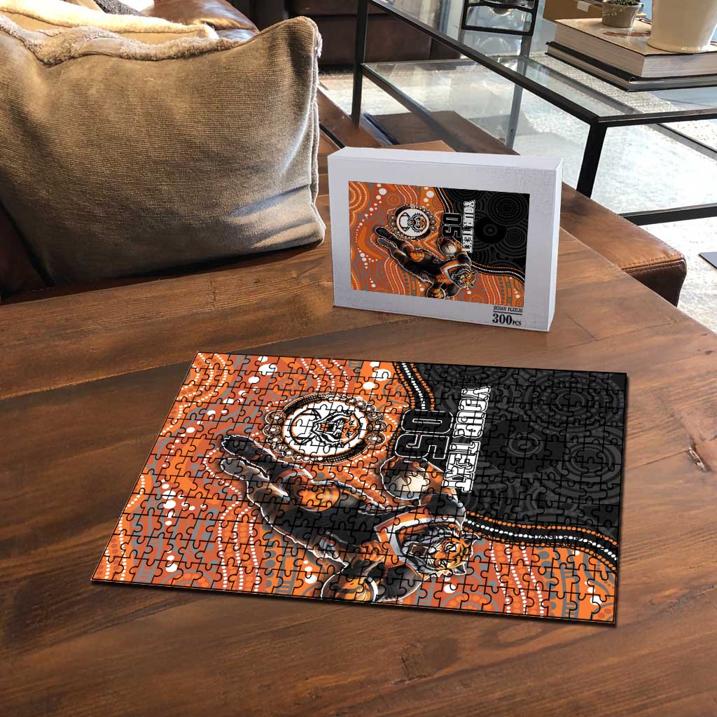 Custom Tigers Puzzle Warrior Mascot With Aboriginal Indigenous