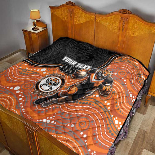 Custom Tigers Quilt Warrior Mascot With Aboriginal Indigenous