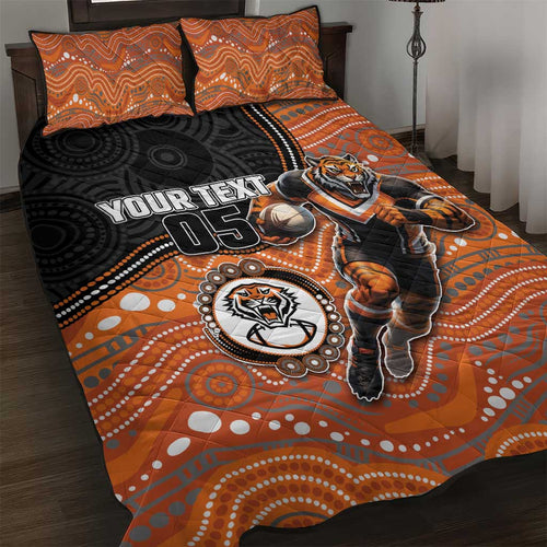 Custom Tigers Quilt Bed Set Warrior Mascot With Aboriginal Indigenous