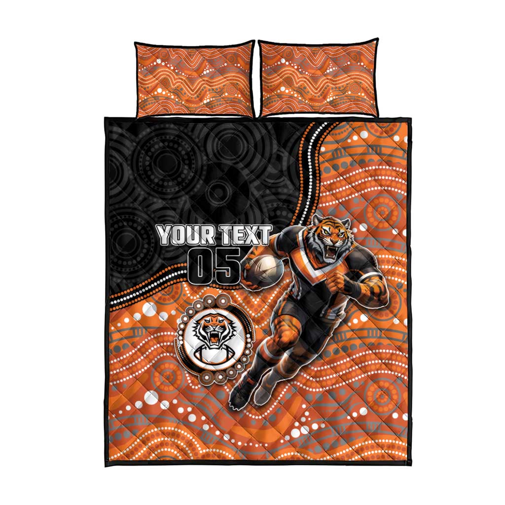 Custom Tigers Quilt Bed Set Warrior Mascot With Aboriginal Indigenous