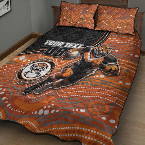 Custom Tigers Quilt Bed Set Warrior Mascot With Aboriginal Indigenous