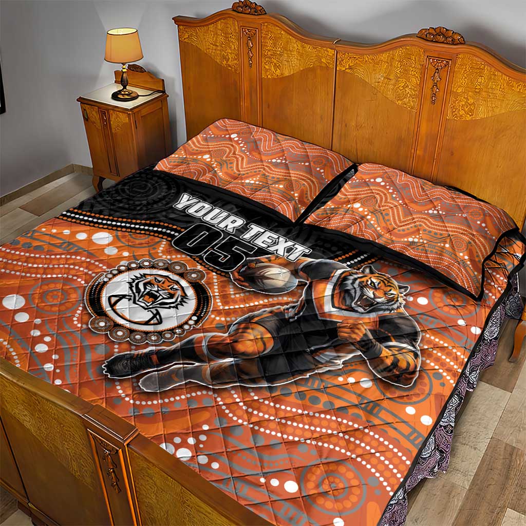 Custom Tigers Quilt Bed Set Warrior Mascot With Aboriginal Indigenous