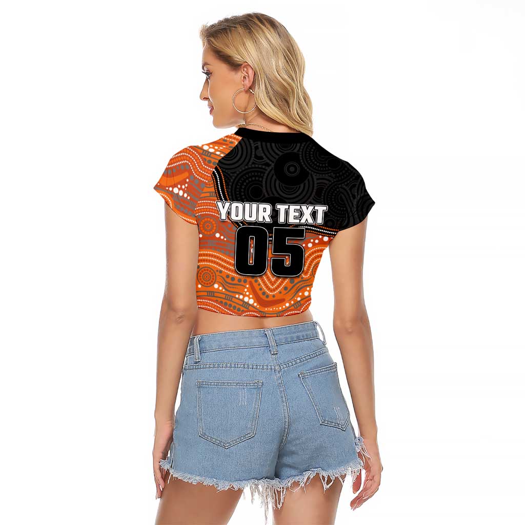 Custom Tigers Raglan Cropped T Shirt Warrior Mascot With Aboriginal Indigenous