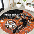 Custom Tigers Round Carpet Warrior Mascot With Aboriginal Indigenous