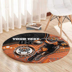 Custom Tigers Round Carpet Warrior Mascot With Aboriginal Indigenous