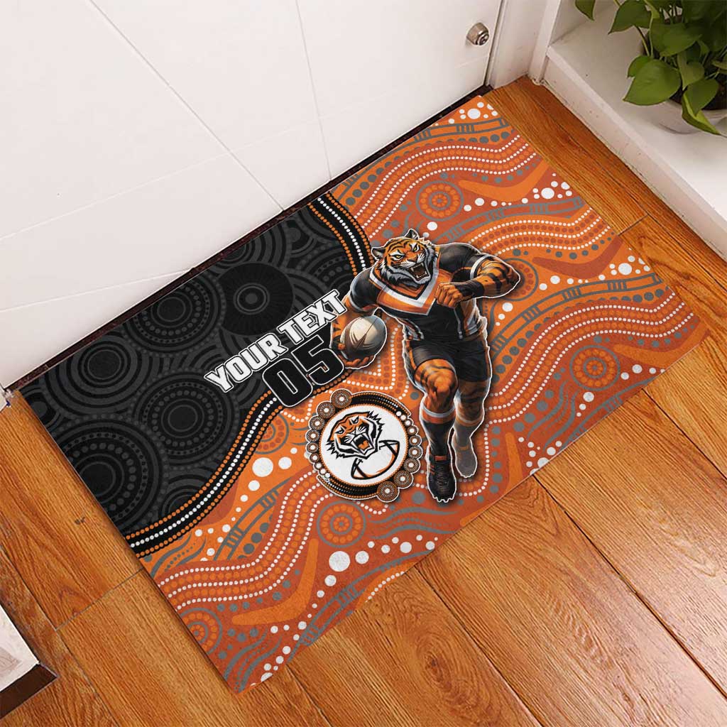 Custom Tigers Rubber Doormat Warrior Mascot With Aboriginal Indigenous