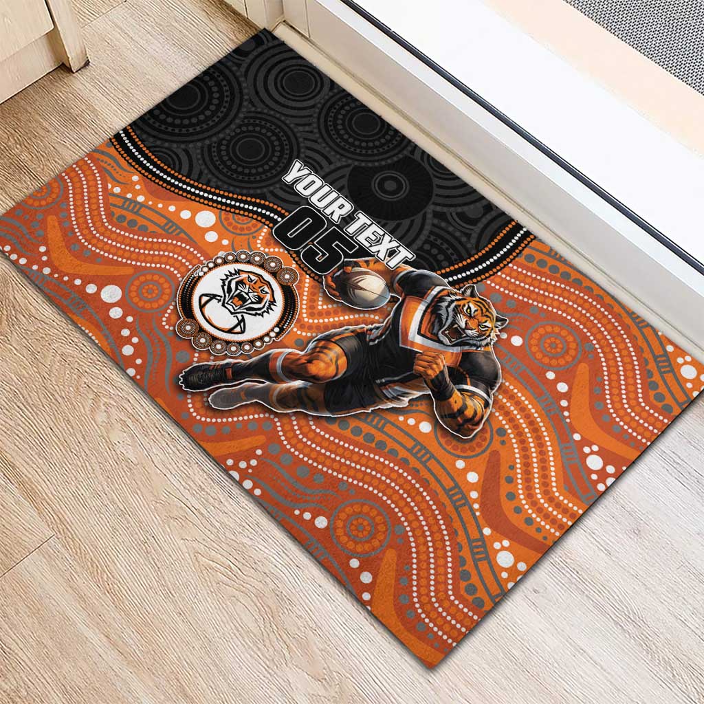 Custom Tigers Rubber Doormat Warrior Mascot With Aboriginal Indigenous