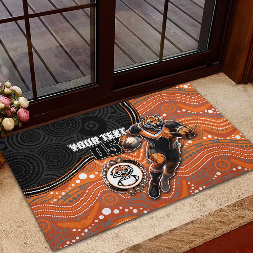 Custom Tigers Rubber Doormat Warrior Mascot With Aboriginal Indigenous