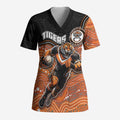Custom Tigers Scrub Top Warrior Mascot With Aboriginal Indigenous