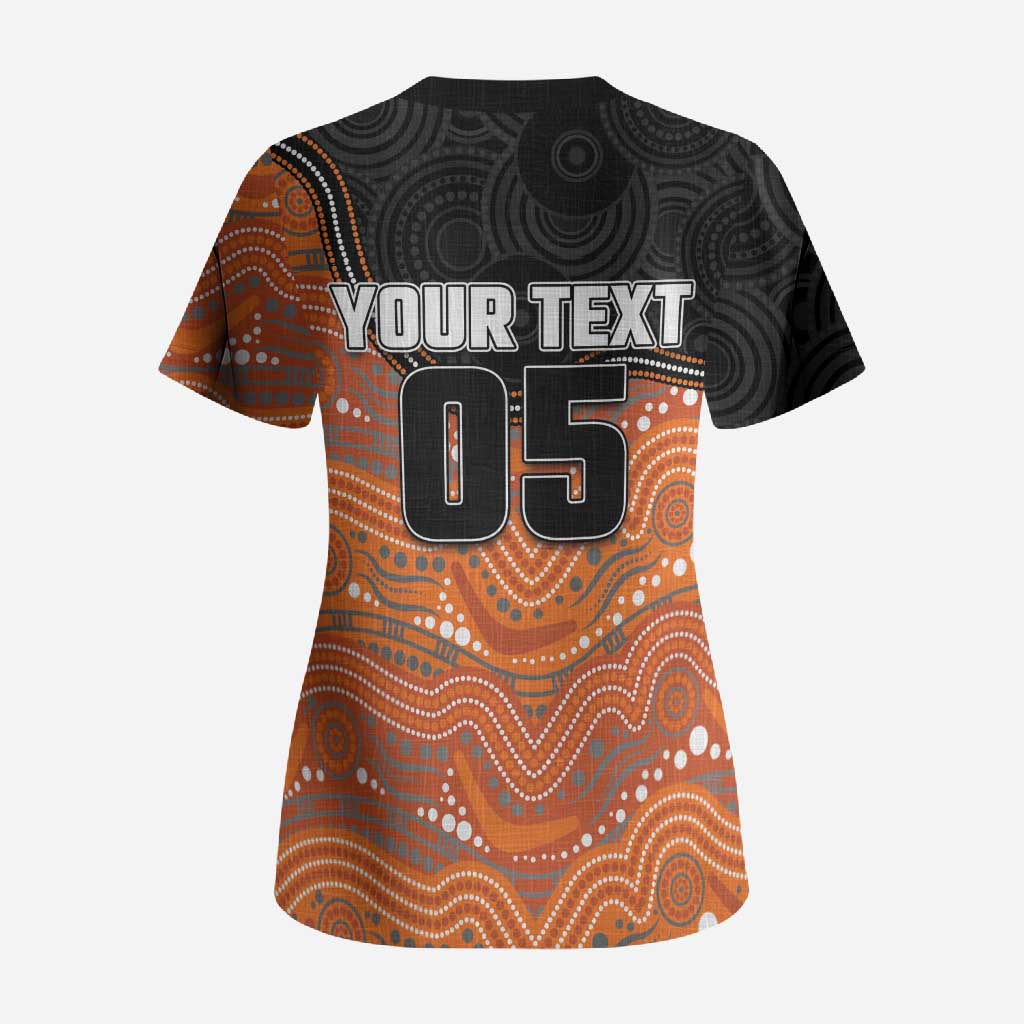 Custom Tigers Scrub Top Warrior Mascot With Aboriginal Indigenous