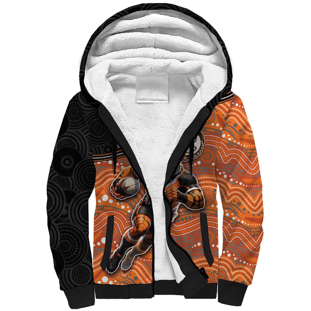 Custom Tigers Sherpa Hoodie Warrior Mascot With Aboriginal Indigenous