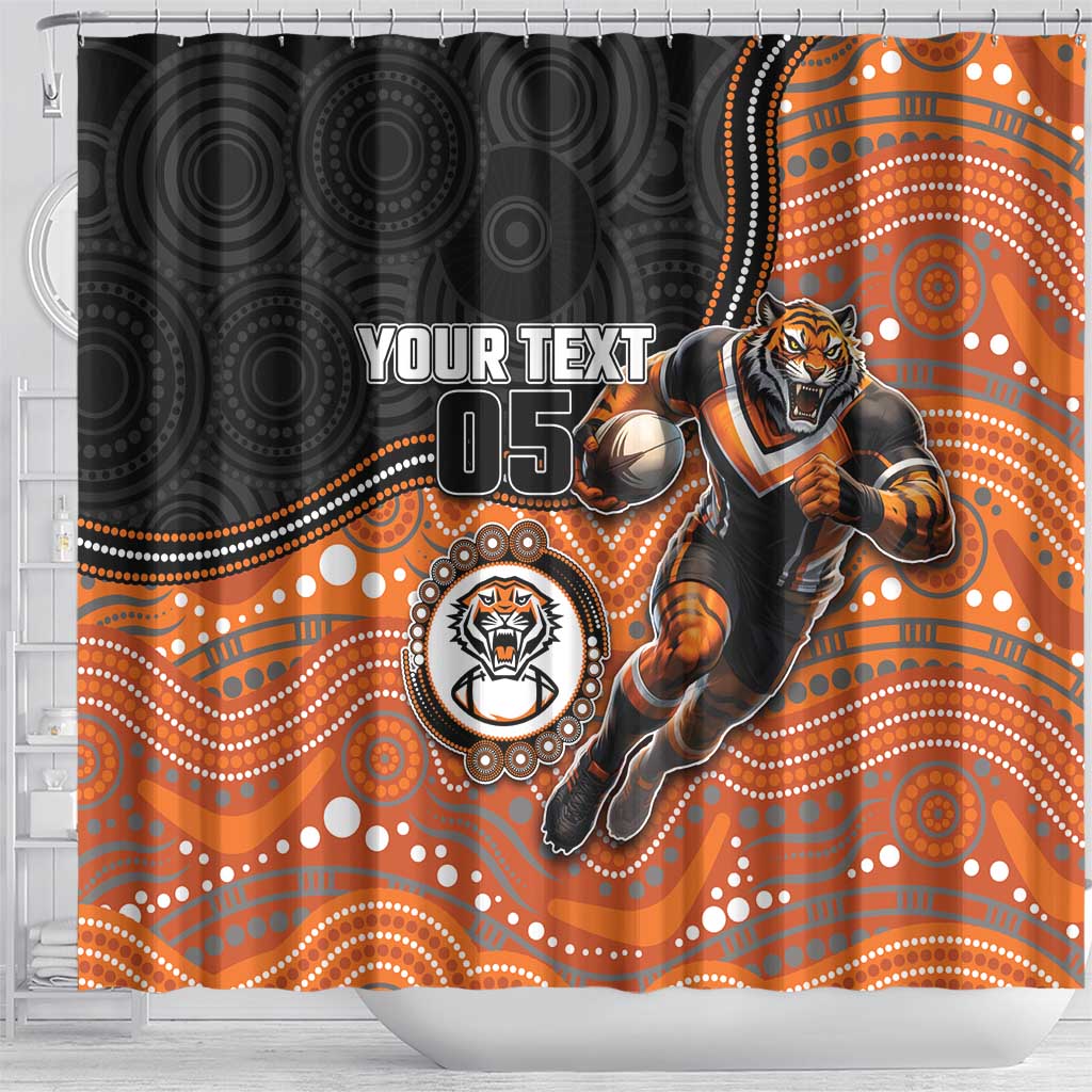 Custom Tigers Shower Curtain Warrior Mascot With Aboriginal Indigenous