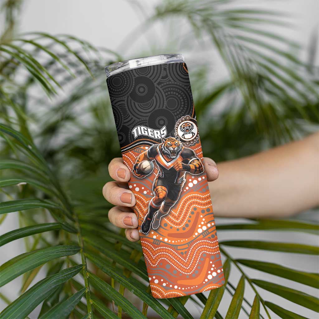 Custom Tigers Skinny Tumbler Warrior Mascot With Aboriginal Indigenous