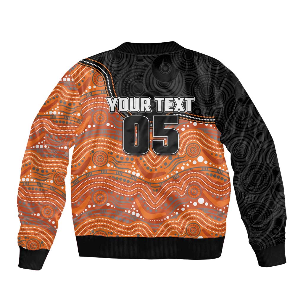Custom Tigers Sleeve Zip Bomber Jacket Warrior Mascot With Aboriginal Indigenous