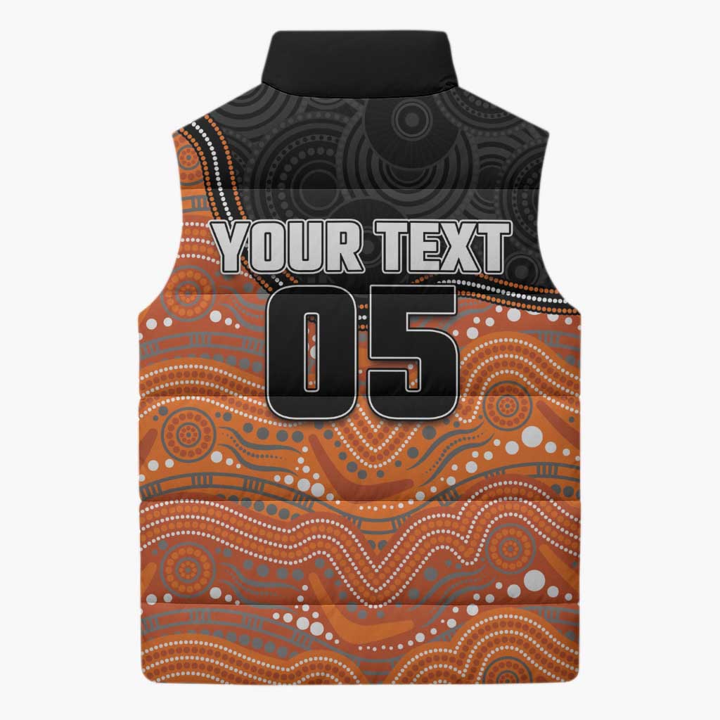 Custom Tigers Sleeveless Puffer Jacket Warrior Mascot With Aboriginal Indigenous