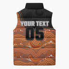 Custom Tigers Sleeveless Puffer Jacket Warrior Mascot With Aboriginal Indigenous
