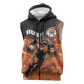 Custom Tigers Sleeveless Zip Hoodie Warrior Mascot With Aboriginal Indigenous