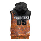 Custom Tigers Sleeveless Zip Hoodie Warrior Mascot With Aboriginal Indigenous