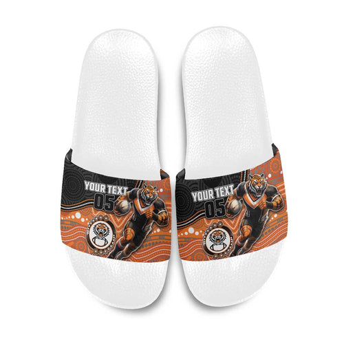 Custom Tigers Slide Sandals Warrior Mascot With Aboriginal Indigenous