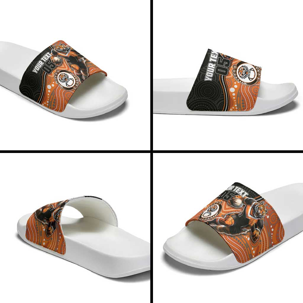 Custom Tigers Slide Sandals Warrior Mascot With Aboriginal Indigenous