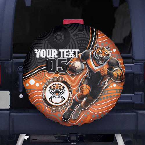 Custom Tigers Spare Tire Cover Warrior Mascot With Aboriginal Indigenous