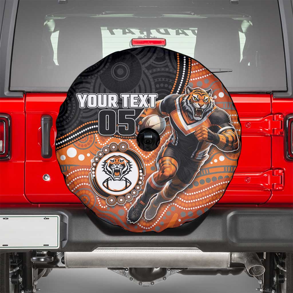Custom Tigers Spare Tire Cover Warrior Mascot With Aboriginal Indigenous