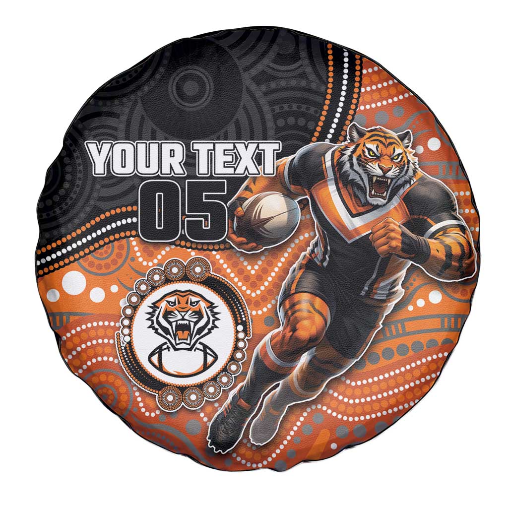 Custom Tigers Spare Tire Cover Warrior Mascot With Aboriginal Indigenous