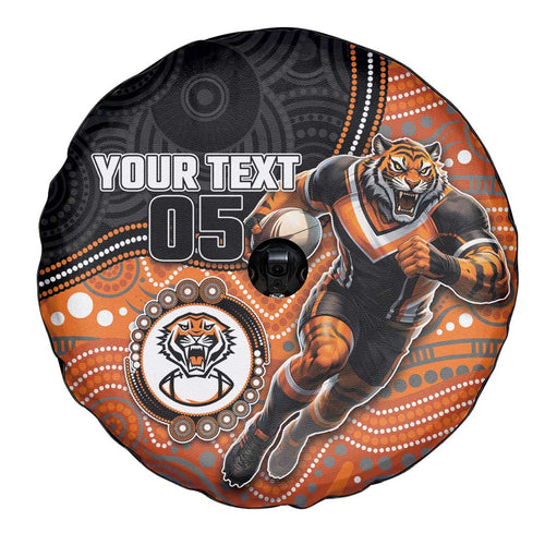 Custom Tigers Spare Tire Cover Warrior Mascot With Aboriginal Indigenous