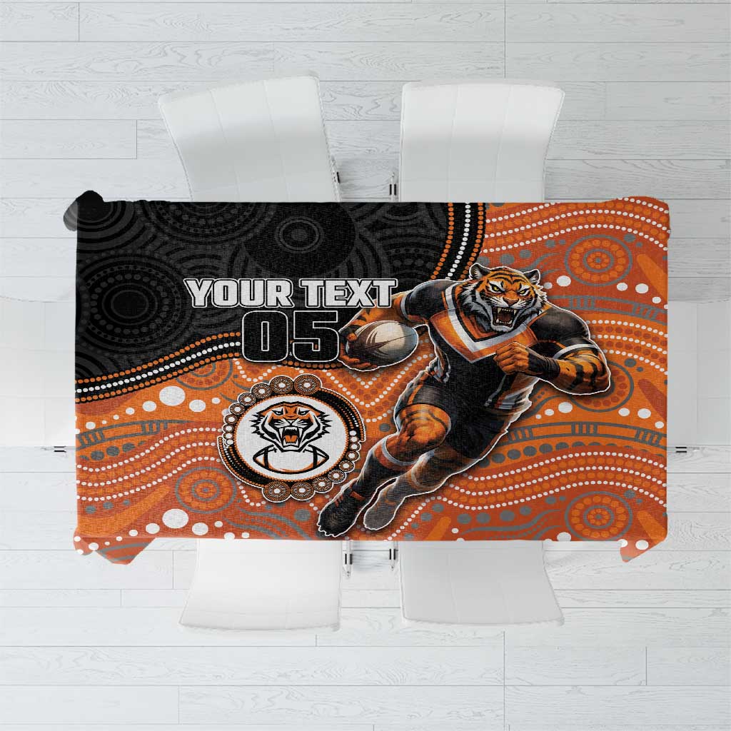 Custom Tigers Tablecloth Warrior Mascot With Aboriginal Indigenous