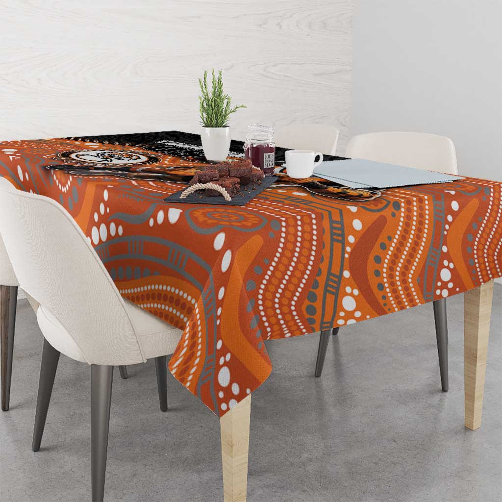 Custom Tigers Tablecloth Warrior Mascot With Aboriginal Indigenous