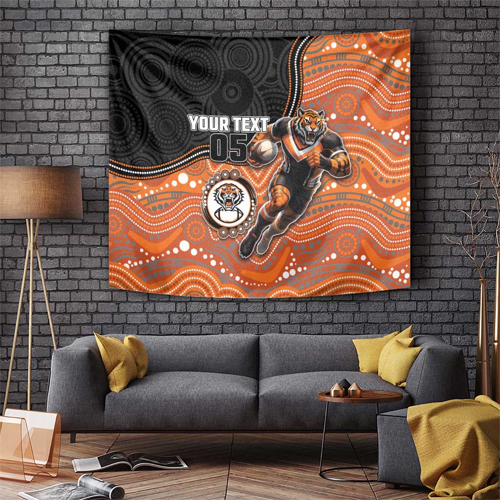 Custom Tigers Tapestry Warrior Mascot With Aboriginal Indigenous