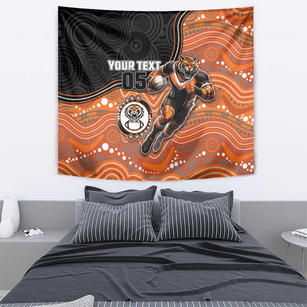 Custom Tigers Tapestry Warrior Mascot With Aboriginal Indigenous