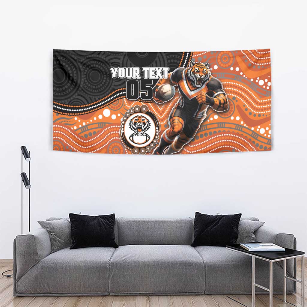 Custom Tigers Tapestry Warrior Mascot With Aboriginal Indigenous