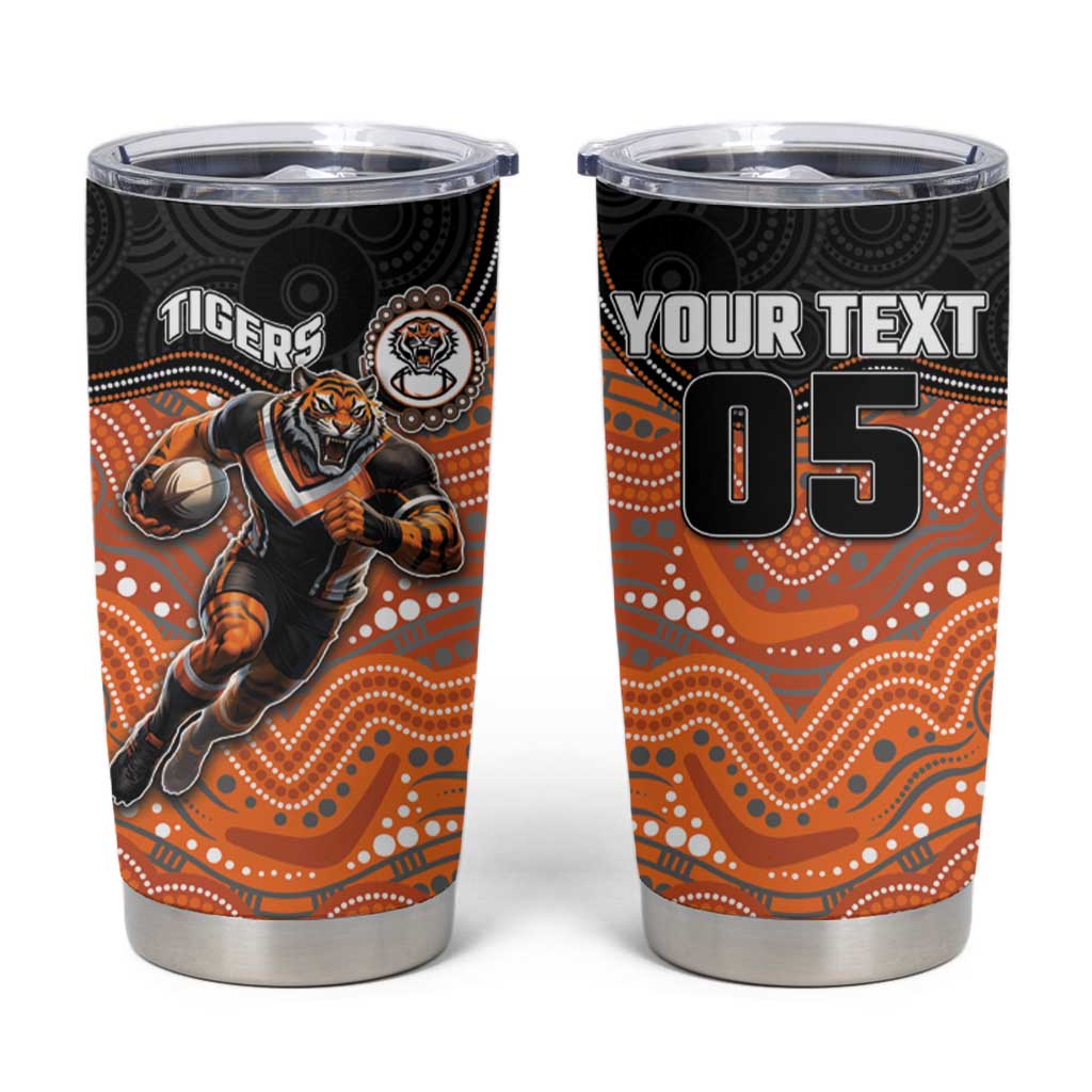 Custom Tigers Tumbler Cup Warrior Mascot With Aboriginal Indigenous