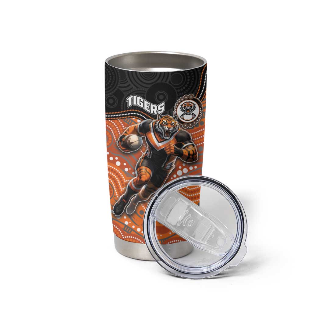 Custom Tigers Tumbler Cup Warrior Mascot With Aboriginal Indigenous