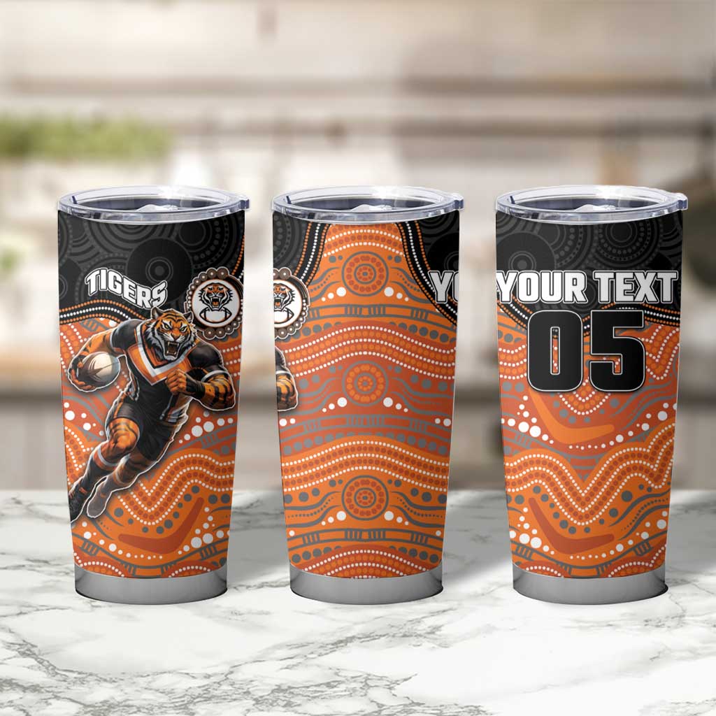 Custom Tigers Tumbler Cup Warrior Mascot With Aboriginal Indigenous
