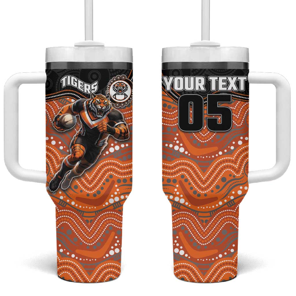 Custom Tigers Tumbler With Handle Warrior Mascot With Aboriginal Indigenous