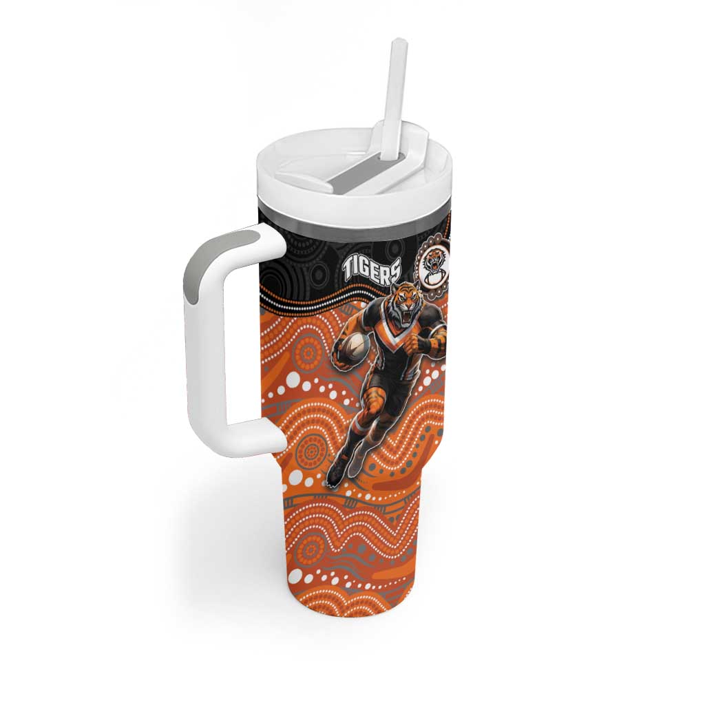 Custom Tigers Tumbler With Handle Warrior Mascot With Aboriginal Indigenous