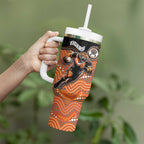 Custom Tigers Tumbler With Handle Warrior Mascot With Aboriginal Indigenous