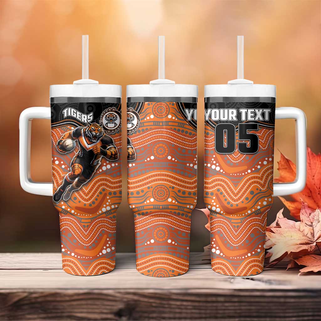 Custom Tigers Tumbler With Handle Warrior Mascot With Aboriginal Indigenous