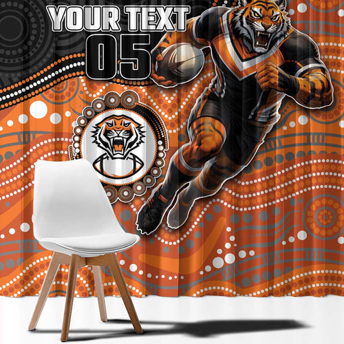 Custom Tigers Window Curtain Warrior Mascot With Aboriginal Indigenous