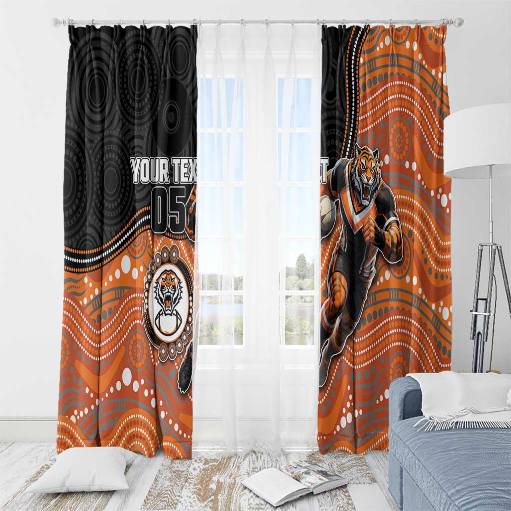 Custom Tigers Window Curtain Warrior Mascot With Aboriginal Indigenous
