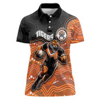 Custom Tigers Women Polo Shirt Warrior Mascot With Aboriginal Indigenous