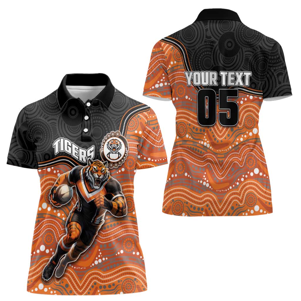 Custom Tigers Women Polo Shirt Warrior Mascot With Aboriginal Indigenous