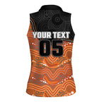 Custom Tigers Women Sleeveless Polo Shirt Warrior Mascot With Aboriginal Indigenous
