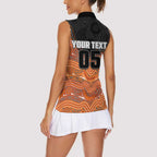 Custom Tigers Women Sleeveless Polo Shirt Warrior Mascot With Aboriginal Indigenous