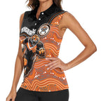 Custom Tigers Women Sleeveless Polo Shirt Warrior Mascot With Aboriginal Indigenous